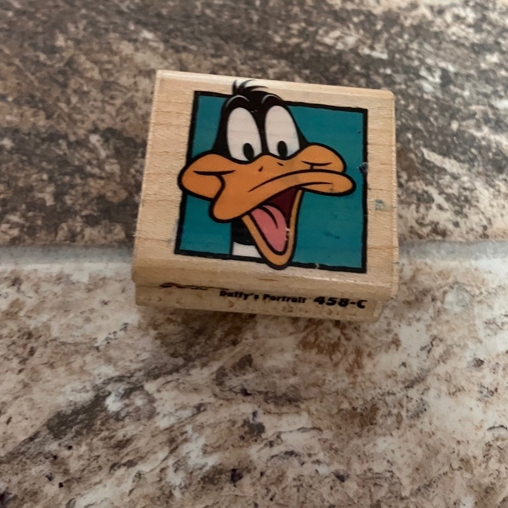 Vintage 1993 Rubber Stampede Looney Tunes Daffy Duck Portrait Wood Stamp 458-C